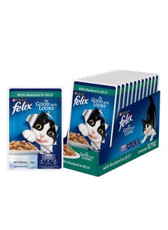 PURINA Felix As Good As It Looks Wet Food For Adult Cats|Complete And Balanced Cat Food |Mackerel Flavour|Pack Of 12 Pouches (12 X 85 G)  - Image 1