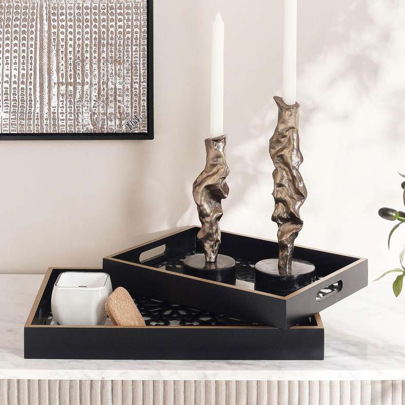 Pan Home Sedona Wooden Decor Tray 36x26x4.5cm - Black - 112HHT9900590 - Image 4
