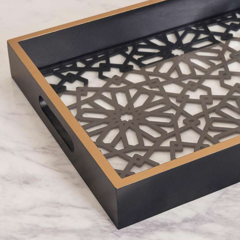 Pan Home Sedona Wooden Decor Tray 36x26x4.5cm - Black - 112HHT9900590 - Image 2