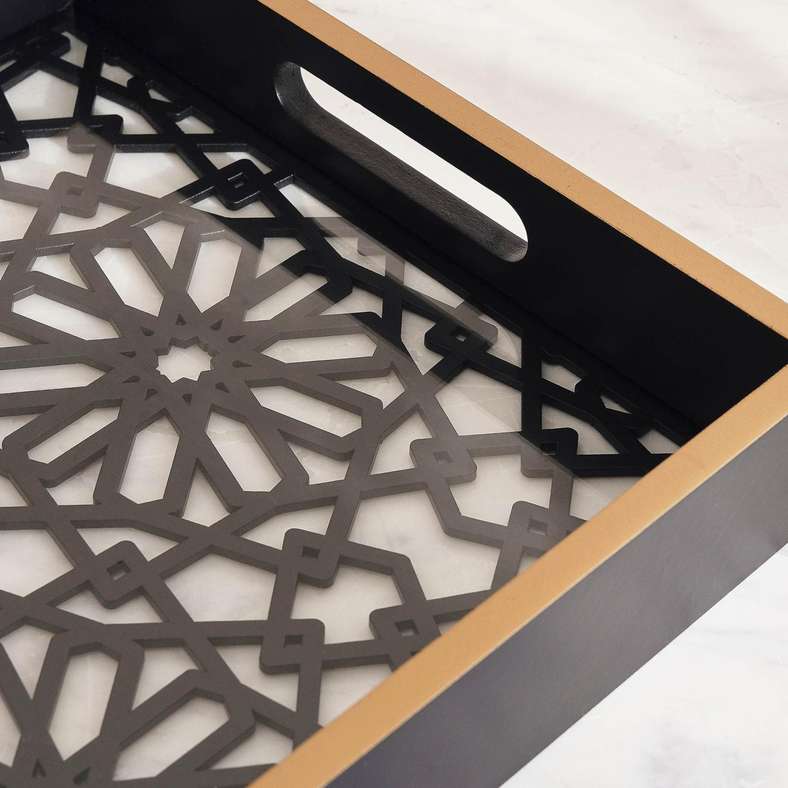 Pan Home Sedona Wooden Decor Tray 36x26x4.5cm - Black - 112HHT9900590 - Image 3