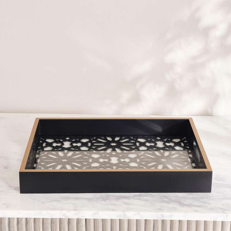 Pan Home Sedona Wooden Decor Tray 36x26x4.5cm - Black - 112HHT9900590 - Image 5