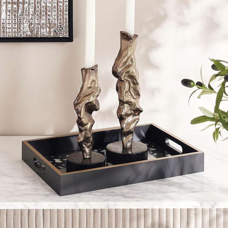 Pan Home Sedona Wooden Decor Tray 36x26x4.5cm - Black - 112HHT9900590 - Image 1