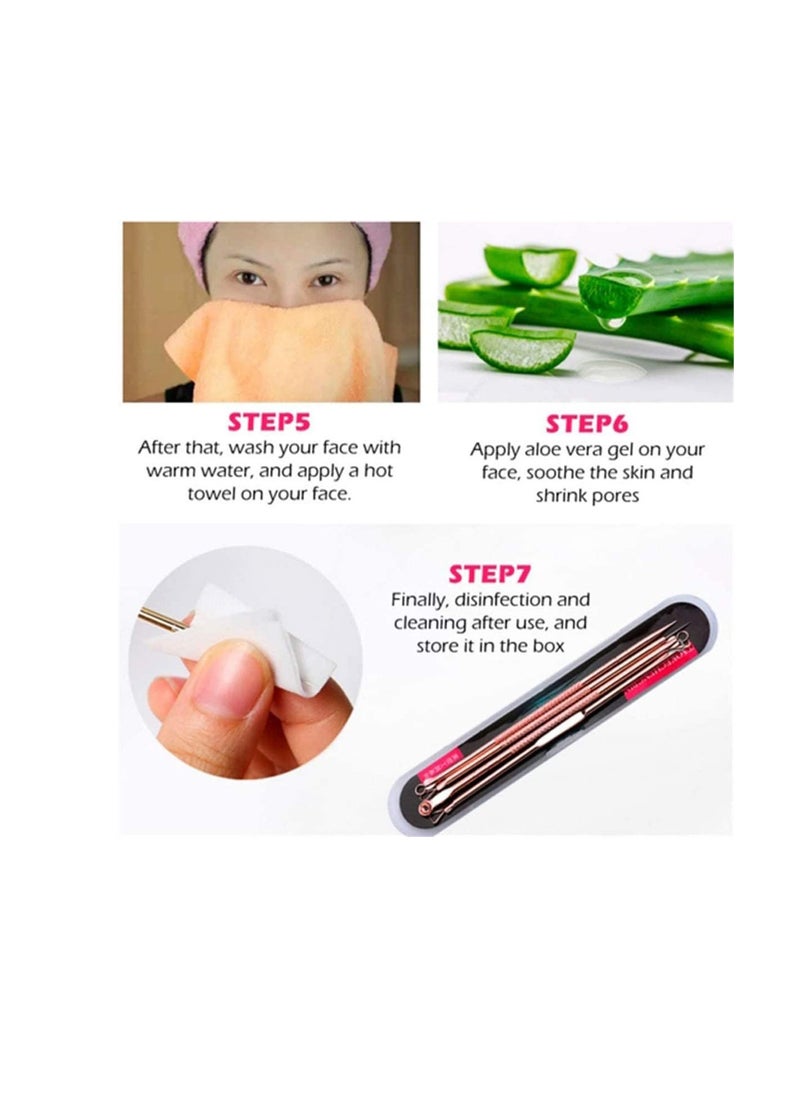 SYOSI Stainless Steel 4pc Comedone Blackhead Remover Facial Skin Care Pimple Acne Blemish Extractors Pimple Comedone Extractor Popper Tools Set  - Image 4