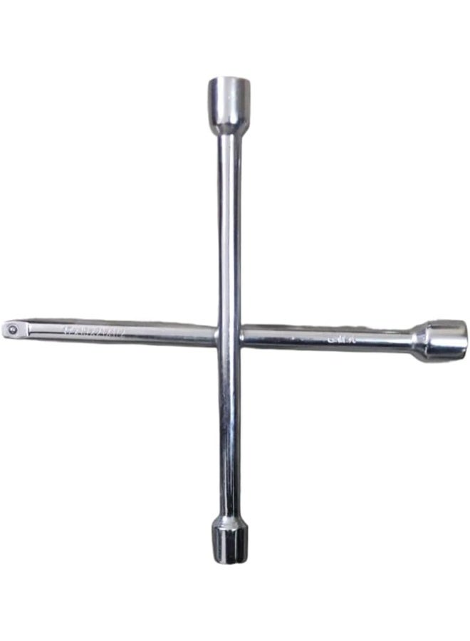 Professional Heavy-Duty Metal Cross Lug Wrench - Sizes 17/19/21mm & 1/2" Square Drive Head - High-Torque Carbon Steel - Image 2