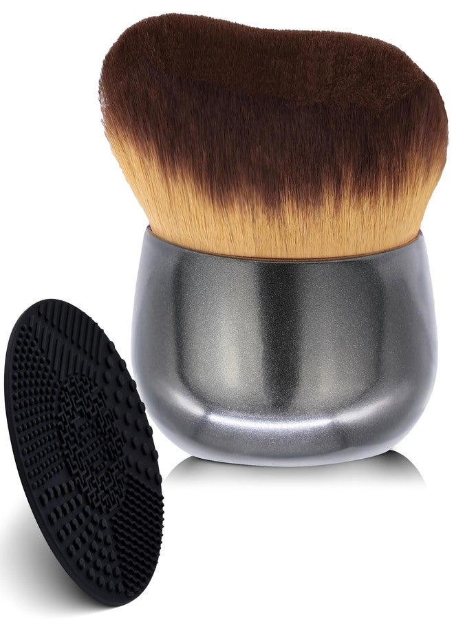 EOICCEOH Extra Large Body Makeup Brush For Self Tanner, Leg Makeup & Bronzer Blend, 75 mm Wide-Headed Kabuki Brush for Even& Pretty Sunscreen& Lotion Application. With Cleaning Mat, Face Back Brush Set - Black - Image 1