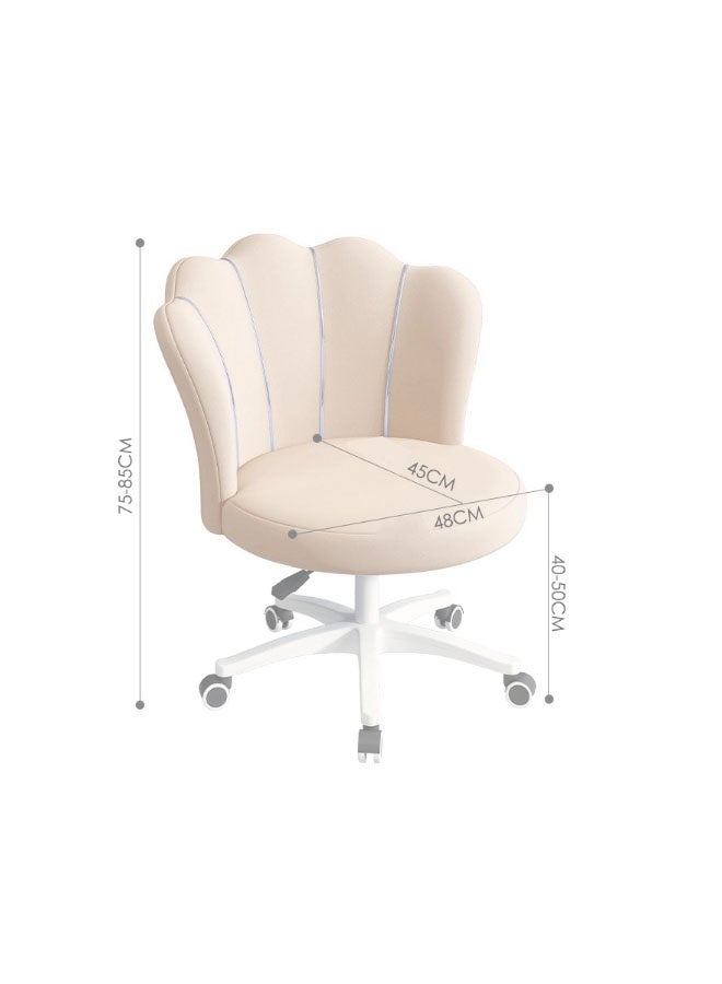 Aikenn Petal Swivel Chair Velvet Makeup Chair Dressing Chair With Backrest Nail Art Chair Pulley Seat Modern And Simple Backrest Chair Suitable For Bedroom Office And Study (Off-White)  - Image 2