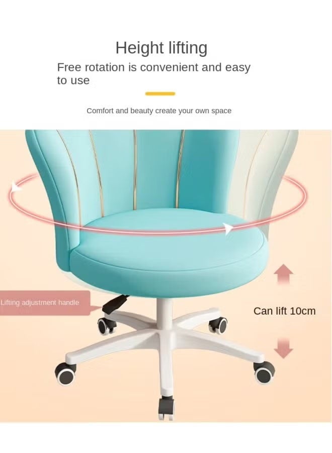Aikenn Petal Swivel Chair Velvet Makeup Chair Dressing Chair With Backrest Nail Art Chair Pulley Seat Modern And Simple Backrest Chair Suitable For Bedroom Office And Study (Off-White)  - Image 5