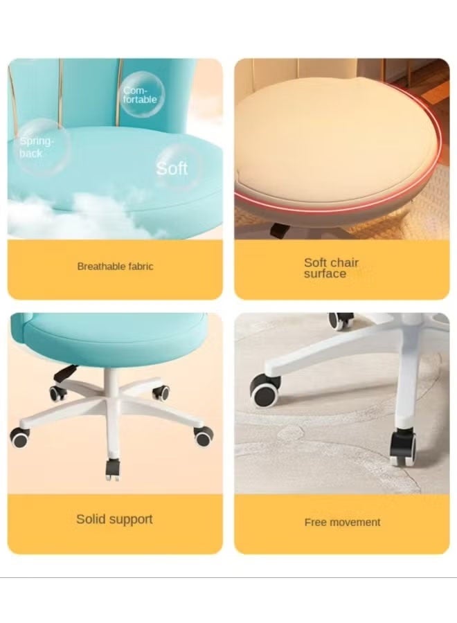 Aikenn Petal Swivel Chair Velvet Makeup Chair Dressing Chair With Backrest Nail Art Chair Pulley Seat Modern And Simple Backrest Chair Suitable For Bedroom Office And Study (Off-White)  - Image 3