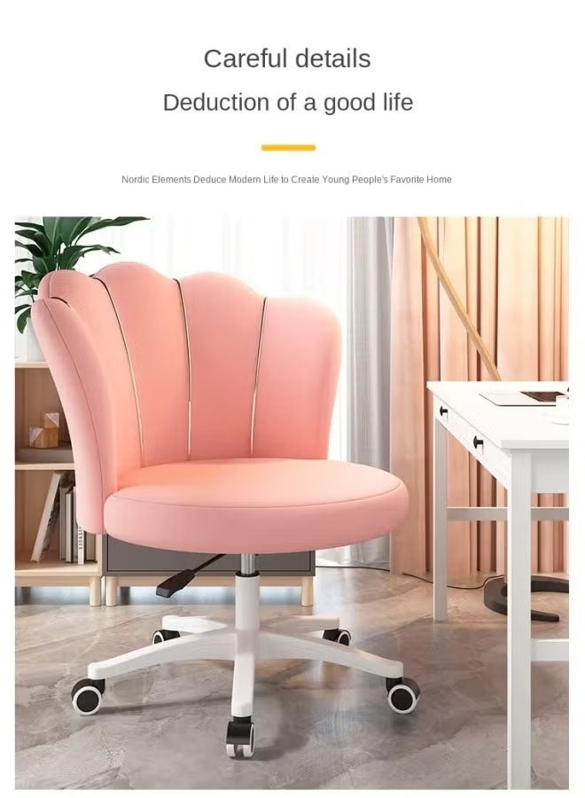 Aikenn Petal Swivel Chair Velvet Makeup Chair Dressing Chair With Backrest Nail Art Chair Pulley Seat Modern And Simple Backrest Chair Suitable For Bedroom Office And Study (Off-White)  - Image 4