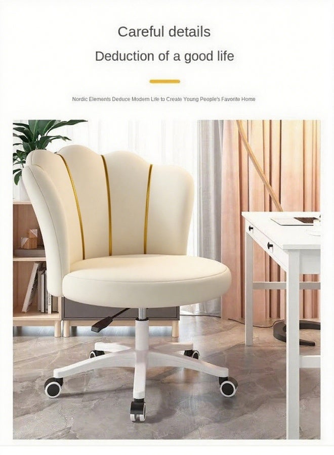 Aikenn Adjustable Swivel Makeup Ottoman Stool; Modern Big Size Round Vanity Stool Chair With Backrest for Bedroom Living Room (White) - Image 4