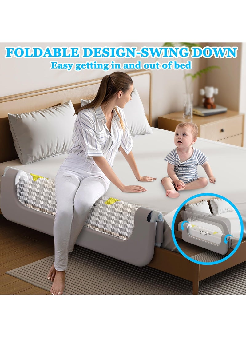XiuWoo Baby Bed Guard Rail for Toddler Adjustable Heights, Swing Down Bedrail, Extra Tall Strong And Stable U-Shape Large Base Child Safety Side Railing Guards for Kids Toddler Bed Rail for Queen, King, Twin, and Bunk Size Beds  - Image 2