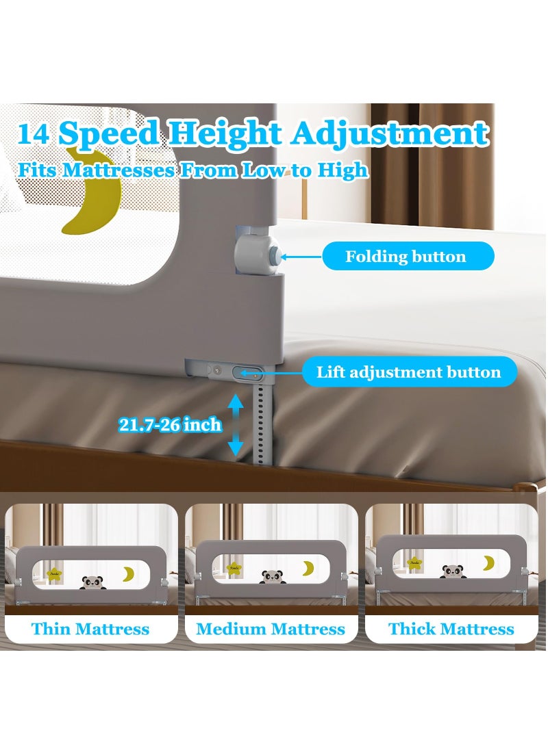 XiuWoo Baby Bed Guard Rail for Toddler Adjustable Heights, Swing Down Bedrail, Extra Tall Strong And Stable U-Shape Large Base Child Safety Side Railing Guards for Kids Toddler Bed Rail for Queen, King, Twin, and Bunk Size Beds  - Image 3