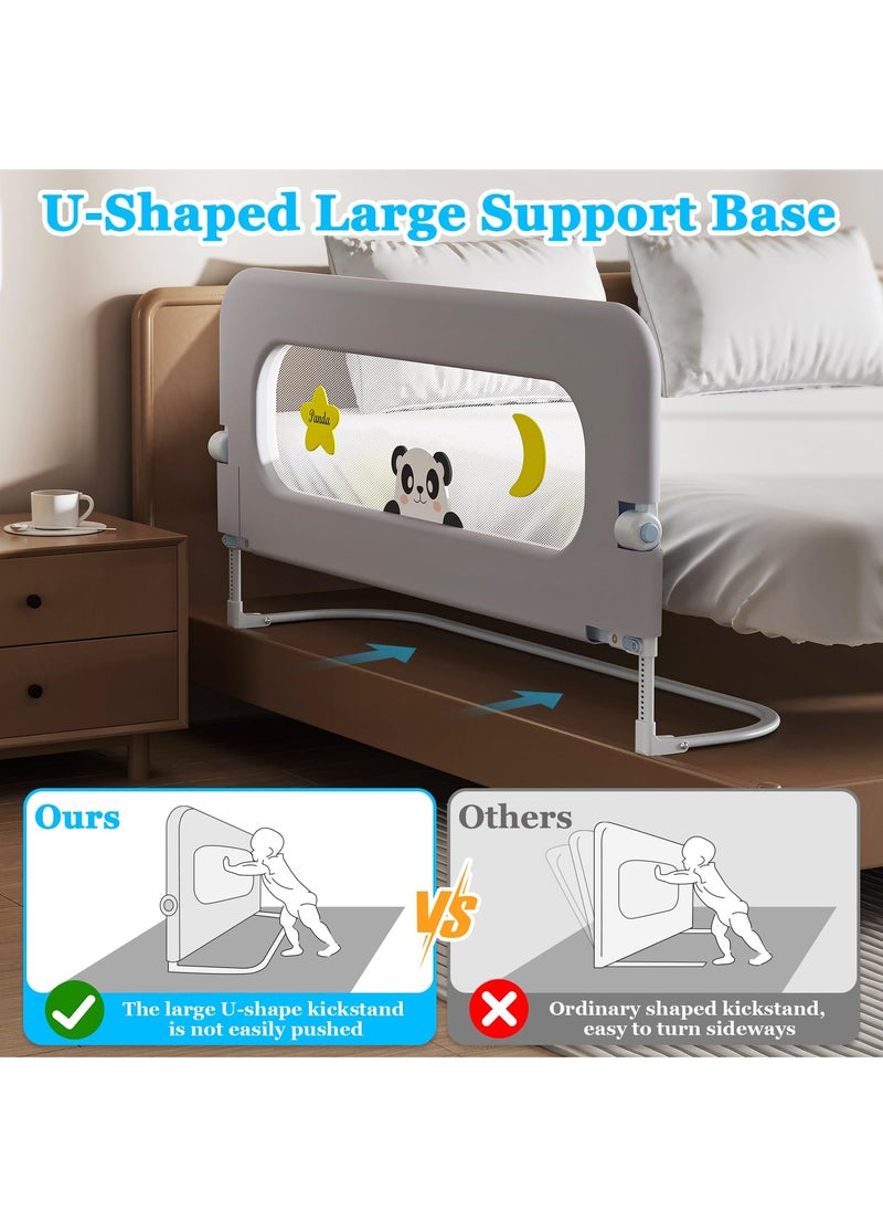 XiuWoo Baby Bed Guard Rail for Toddler Adjustable Heights, Swing Down Bedrail, Extra Tall Strong And Stable U-Shape Large Base Child Safety Side Railing Guards for Kids Toddler Bed Rail for Queen, King, Twin, and Bunk Size Beds  - Image 4