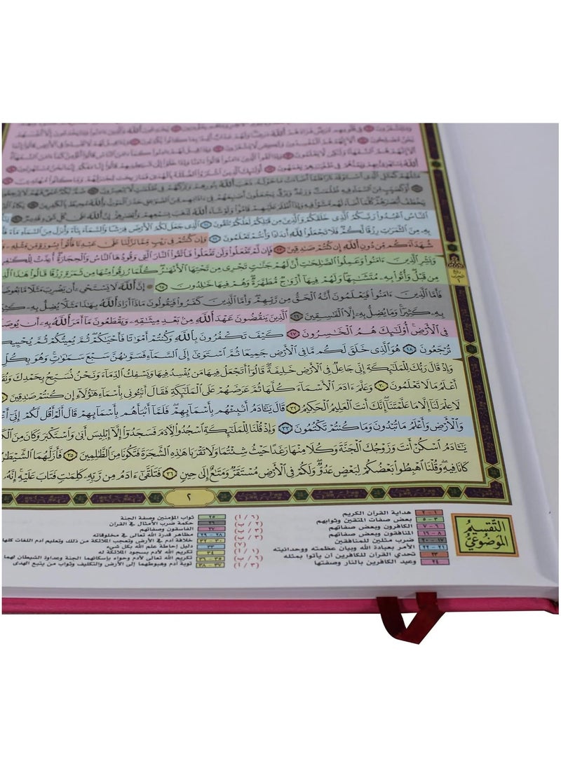 REBENUO Qiyam Qiyam Qur’an with thematic division of the verses of the Holy Quran, Jawaami, pink velvet 35*25  - Image 3