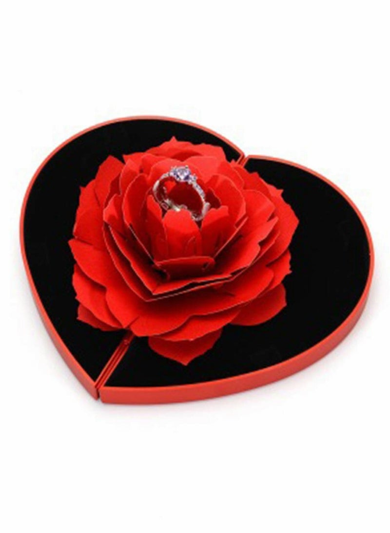 KASTWAVE Ring Box, Engagement Rose Ring Box, Surprise Jewelry Storage Holder for Woman as Proposal Engagement Wedding Ring Jewelry Gift Case in Valentine's Day - Image 1