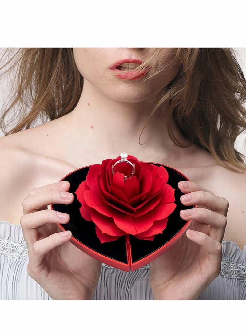 KASTWAVE Ring Box, Engagement Rose Ring Box, Surprise Jewelry Storage Holder for Woman as Proposal Engagement Wedding Ring Jewelry Gift Case in Valentine's Day  - Image 3