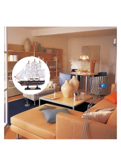 Generic Handmade Antique Wooden Sailing Ship Model Nautical Decor Tabletop Ornament for Beach Ocean Photo Props Miniature Party  - Image 4