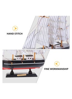 Generic Handmade Antique Wooden Sailing Ship Model Nautical Decor Tabletop Ornament for Beach Ocean Photo Props Miniature Party  - Image 5