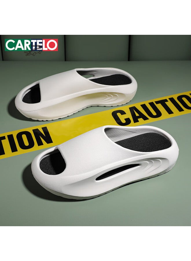 Cartelo Men's Slippers, Home Slide Sandals, Bathroom Home Slip-ons, Comfortable Sandals For Men, 1618 White-black, Size 44-45 - Image 1
