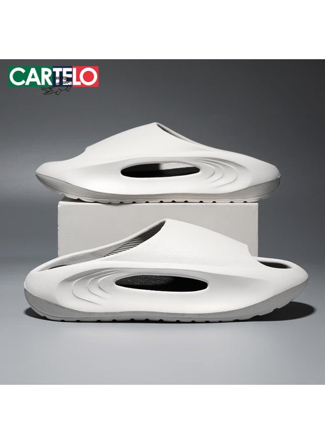 Cartelo Men's Slippers, Home Slide Sandals, Bathroom Home Slip-ons, Comfortable Sandals For Men, 1618 White-black, Size 44-45 - Image 2
