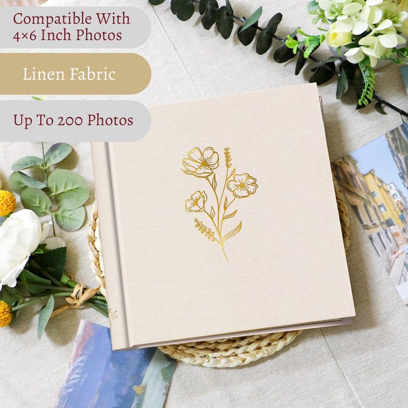 Holoary Photo Album 4x6 200 Photos, 200 Pockets 4â€x6â€ Picture Album, Linen Fabric Cover Big Picture Book for Photos with Writing Area, 4x6 Photo Albums for Family Weddings Travel Memories(Beige) - Image 3