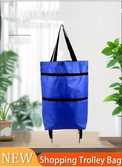 Generic Reusable Shopping Trolley Bag,Portable Shopping Bag with Wheel Rolling, Collapsible Two-Stage Zipper Storage Bag, Reusable Shopping Bag  - Image 1