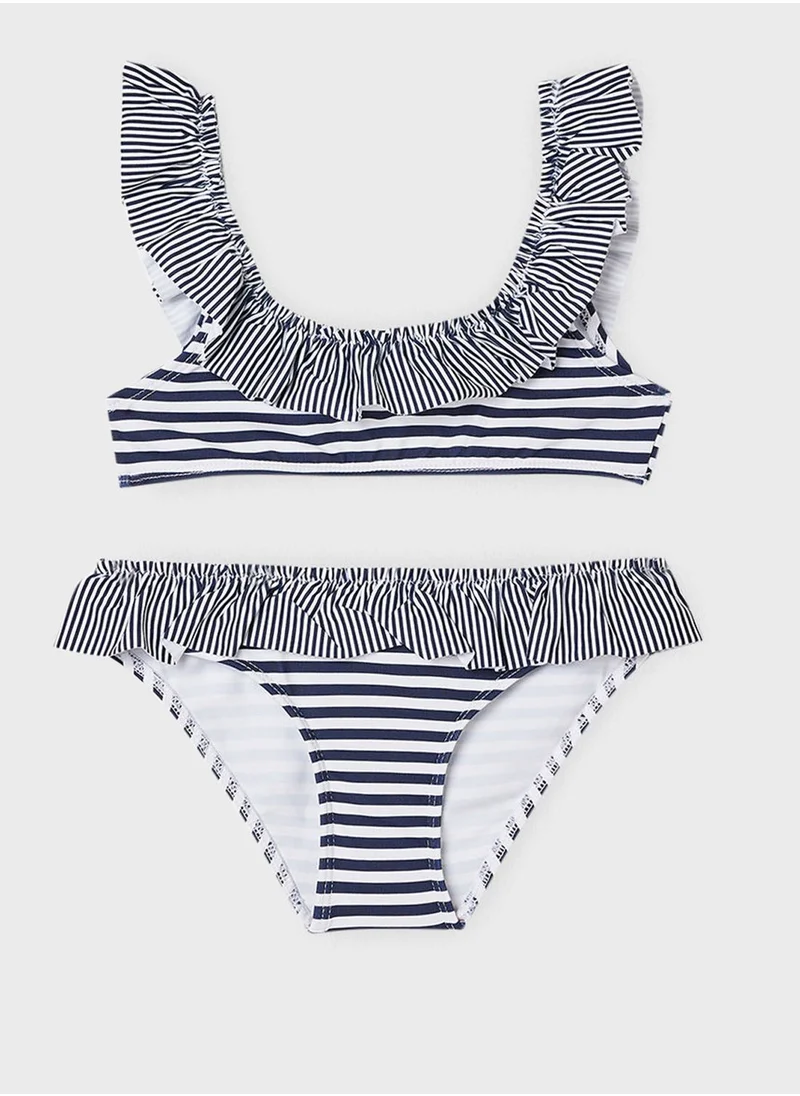 MANGO Kids Ruffle Striped Bikini Set