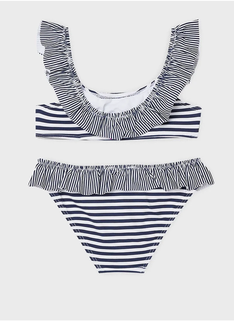 MANGO Kids Ruffle Striped Bikini Set