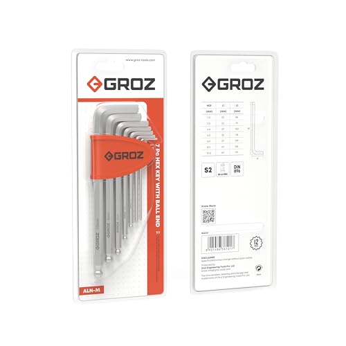 GROZ ALN/HX-BL/7L/GRZ, S2 Steel, 7 Piece Set Hex Keys, Long, Ball End For Mechanics And Technicians - Image 2