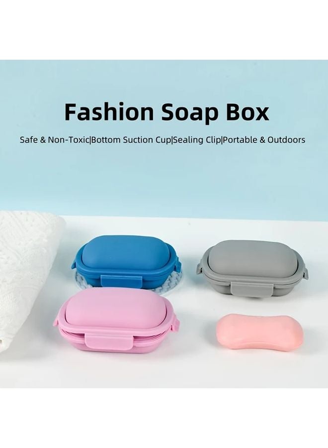 Green Silicone Travel Soap Case With Flip Lid Portable Sealed Oval Organizer - Image 5