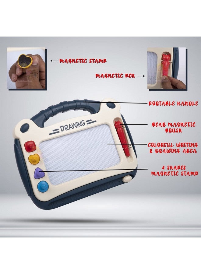 ويش كي لوحة رسم مغناطيسية قابلة للمسح 2 في 1 من البلاستيك من WISHKEY للكتابة والرسم، ألعاب تعليمية ممتعة للأولاد والبنات (عبوة من قطعة واحدة باللون الأزرق)، من سن 3 سنوات فما فوق - Image 4