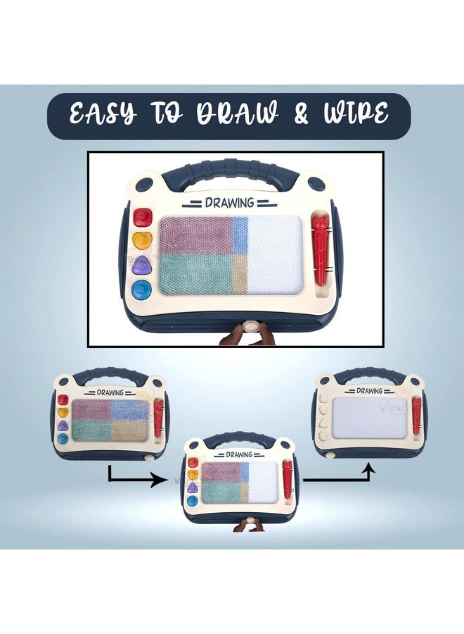 ويش كي لوحة رسم مغناطيسية قابلة للمسح 2 في 1 من البلاستيك من WISHKEY للكتابة والرسم، ألعاب تعليمية ممتعة للأولاد والبنات (عبوة من قطعة واحدة باللون الأزرق)، من سن 3 سنوات فما فوق - Image 3