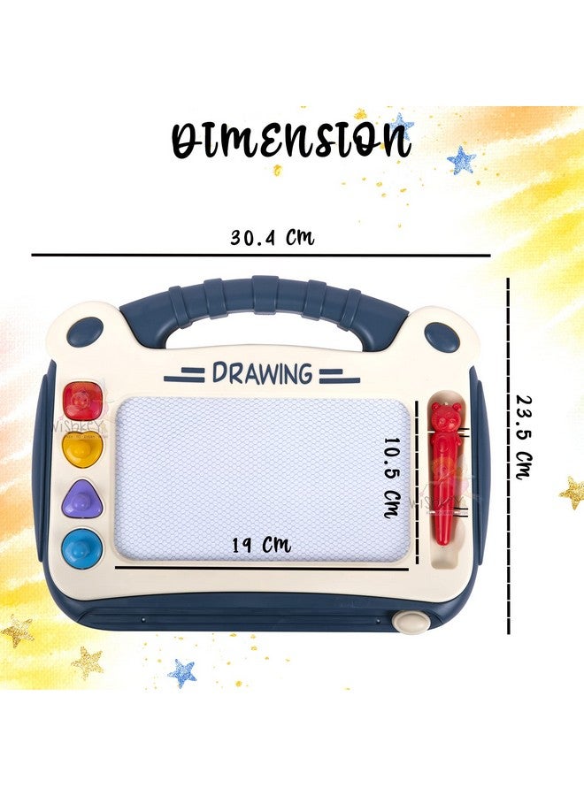 ويش كي لوحة رسم مغناطيسية قابلة للمسح 2 في 1 من البلاستيك من WISHKEY للكتابة والرسم، ألعاب تعليمية ممتعة للأولاد والبنات (عبوة من قطعة واحدة باللون الأزرق)، من سن 3 سنوات فما فوق - Image 2