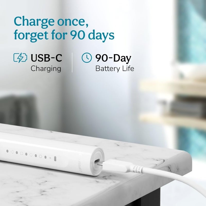 CARESMITH فرشاة أسنان كهربائية قابلة لإعادة الشحن SPARK للبالغين | رأسين فرشاة | 5 أوضاع تشغيل (أبيض، 1) - Image 3