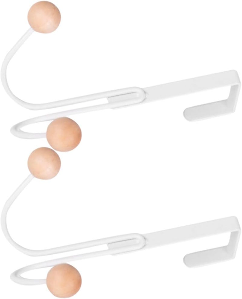 Door Coat Hooks Double Head Heavy Duty Wood Ball Hanger, Nail-Free Clothes Hanger for Door, 2pcs Convenient Home Storage Hooks for Jackets Towels Hats - Image 1