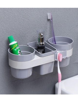 حامل فرشاة أسنان بلاستيكي للحمام يُثبت على الحائط، منظم سهل الاستخدام، 24.5*8.6*2.5 سم