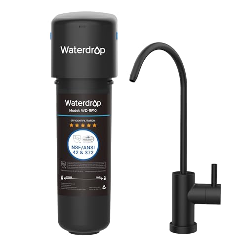 Waterdrop 10UB-B Under Sink Water Filter, Reduces PFAS, PFOA/PFOS, Lead, Chlorine, Bad Taste, NSF/ANSI 42 Certified, 11K Gallons, Easy Installation, Black Faucet - Image 1