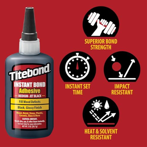 Titebond Instant Bond Medium Adhesive, Home Repair, Woodworking, Crafts, Pen Adhesion, Hairline Cracks, Jet Black, 2 Oz. 8211 - Image 2
