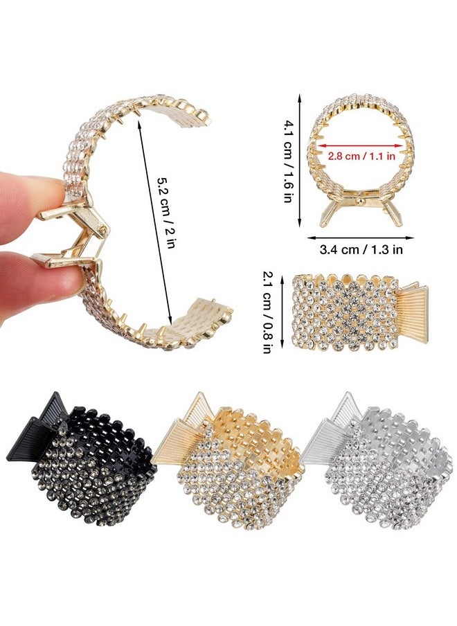 Noverlife 3Pcs Rhinestone Hair Claw Clips For High Ponytail Small Metal Shark Hair Clips Ponytail Buckle Holder For Thick Long Hair Decorative Hair Barrettes Hair Accessories For Women & Girls  - Image 5