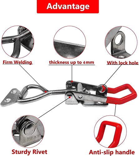 CUKAYO 4003 Toggle Latch Clamp, 304 Stainless Steel Adjustable Toggle Latches With Lock Hole, 1320Lbs Holding Capacity Heavy Duty Toggle Clamp for Smoker Lid Jig, ToolBox Case, 2pack - Image 3