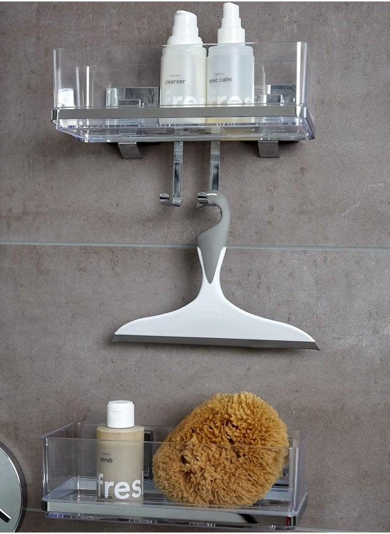 Wenko - WENKO, Vacuum-Loc Wall Shelf with Hooks Quadro, Plastic ABS, Home Bathroom Storage Space, No Drilling - Image 1