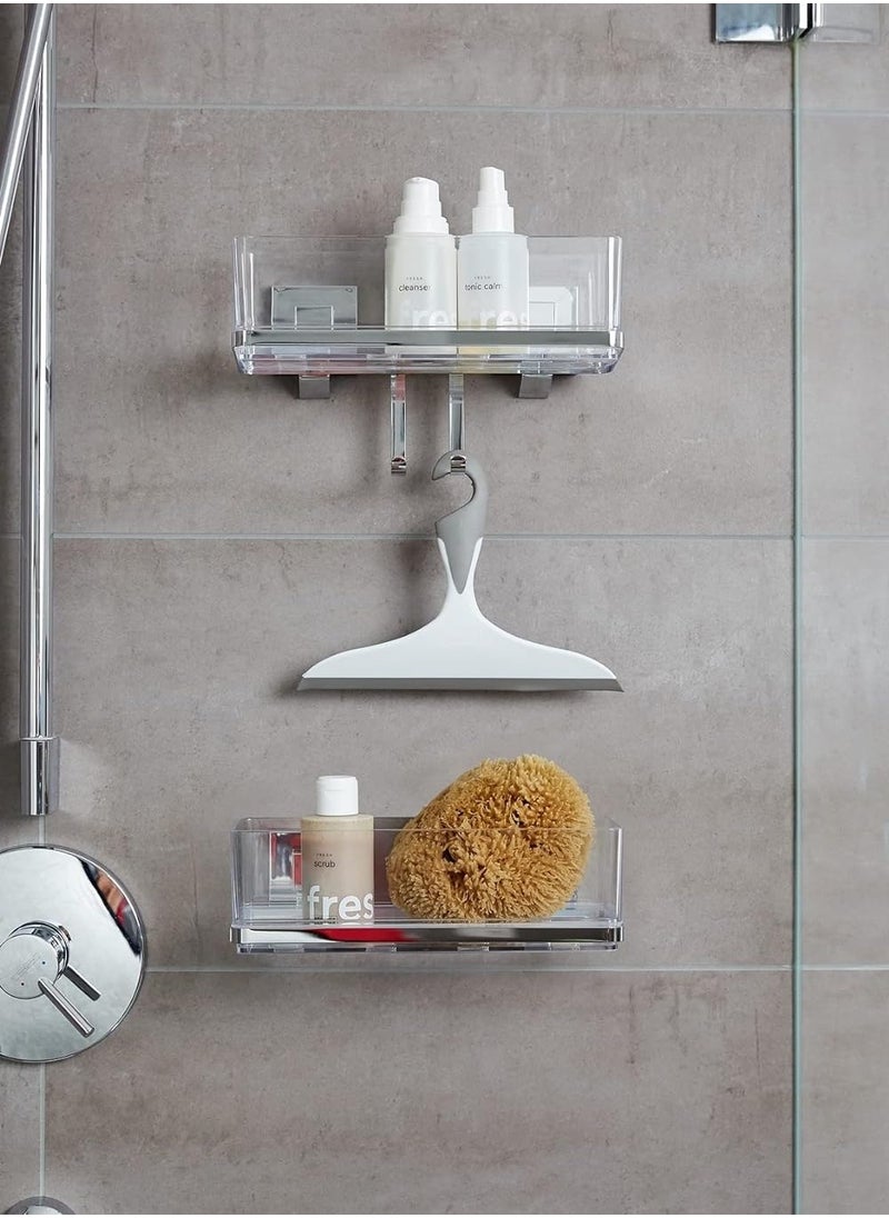 Wenko - WENKO, Vacuum-Loc Wall Shelf with Hooks Quadro, Plastic ABS, Home Bathroom Storage Space, No Drilling - Image 1