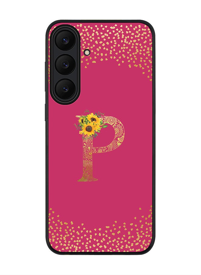 Stylizedd For Samsung Galaxy S25 FE Case,Slim fit Camera Protection, Shockproof Thin Phone cover  - Custom Floral Monogram - P ( Deep Pink )