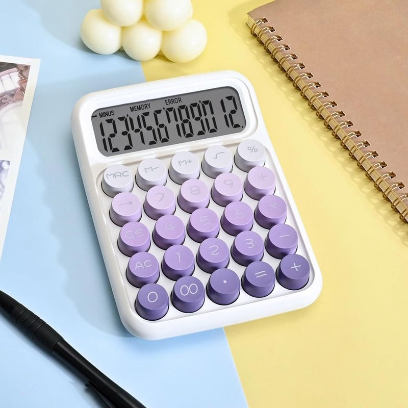12 Digits Mechanical Calculator with Big Buttons Large LCD Display Desktop Office Accessory - Image 5