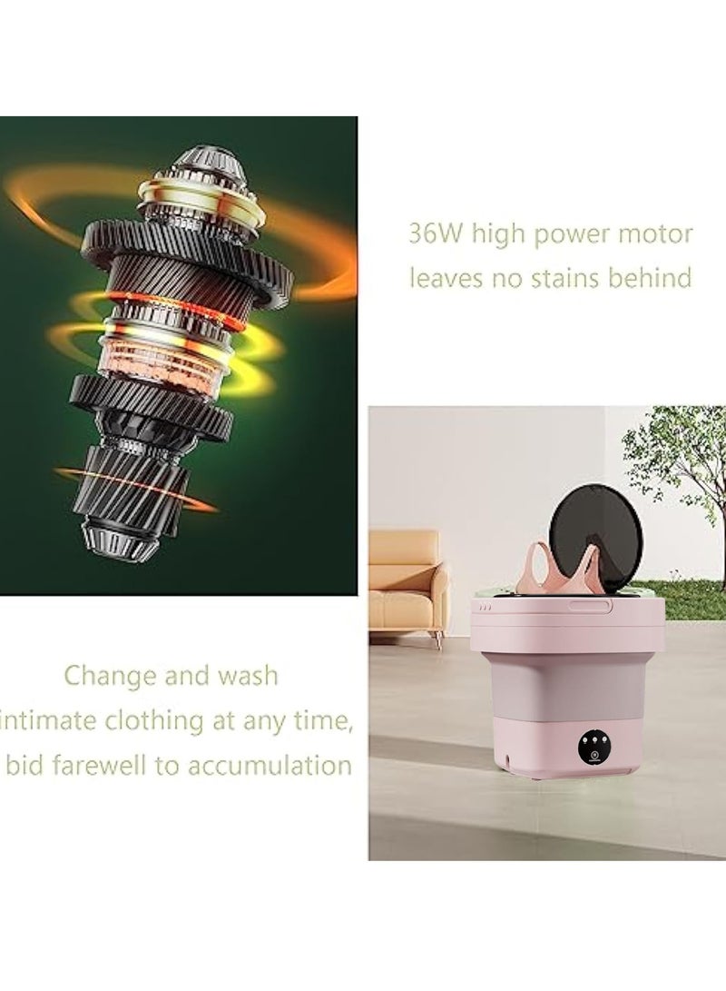 Arabest غسالة محمولة مدمجة، 3 أوضاع للتنظيف العميق للملابس الداخلية، ملابس الأطفال والأشياء الصغيرة، غسالة قابلة للطي للشقة والتخييم والسفر (وردي) - Image 5