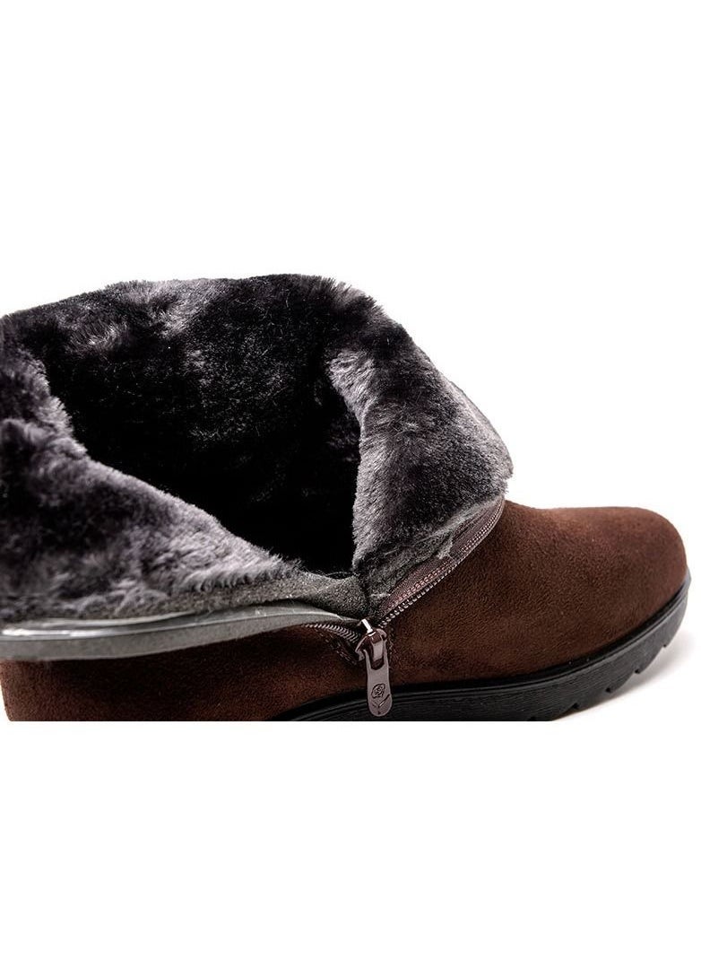 Loquat Women's Soft Soled Cotton Boots Brown - Image 1