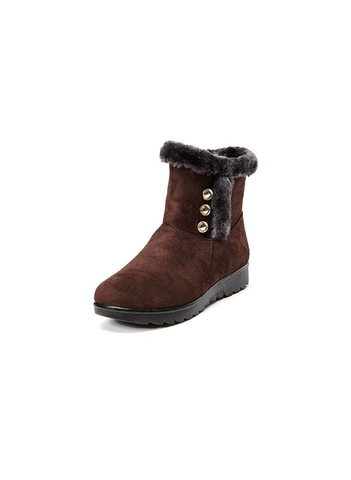 Loquat Women's Soft Soled Cotton Boots Brown - Image 2