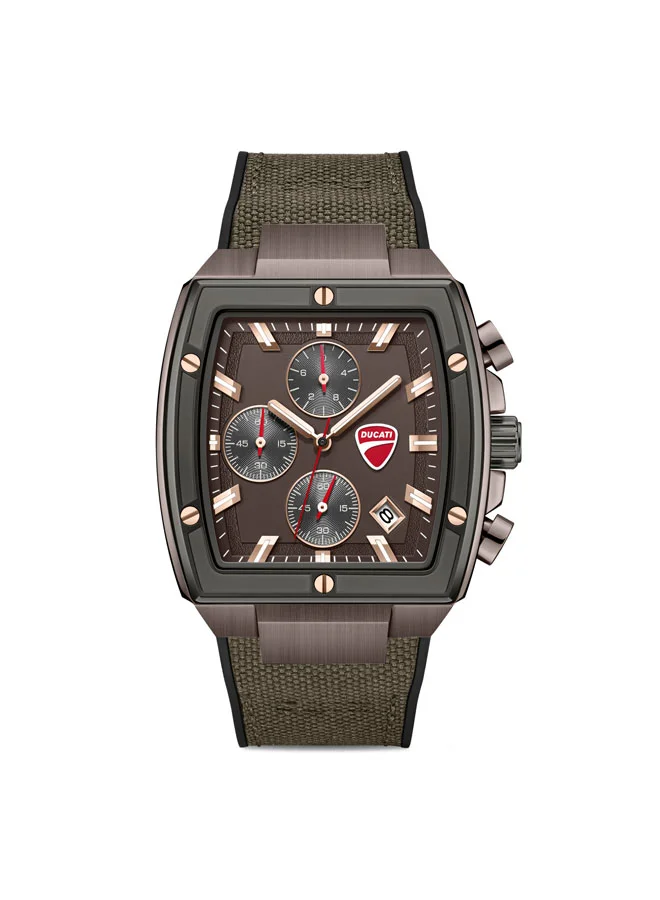 Ducati Voyage Brown Dial, Silicone-Nylon Strap, Chronograph Watch for Men, 41mm