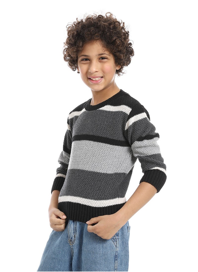 Striped Crew Neck Boys Pullover_Grey , black & Beige - pzsku/Z4C6EF3AA417123F4379EZ/45/_/1740656252/c7f58c8b-4e4b-4916-93e1-d33b21c0084d