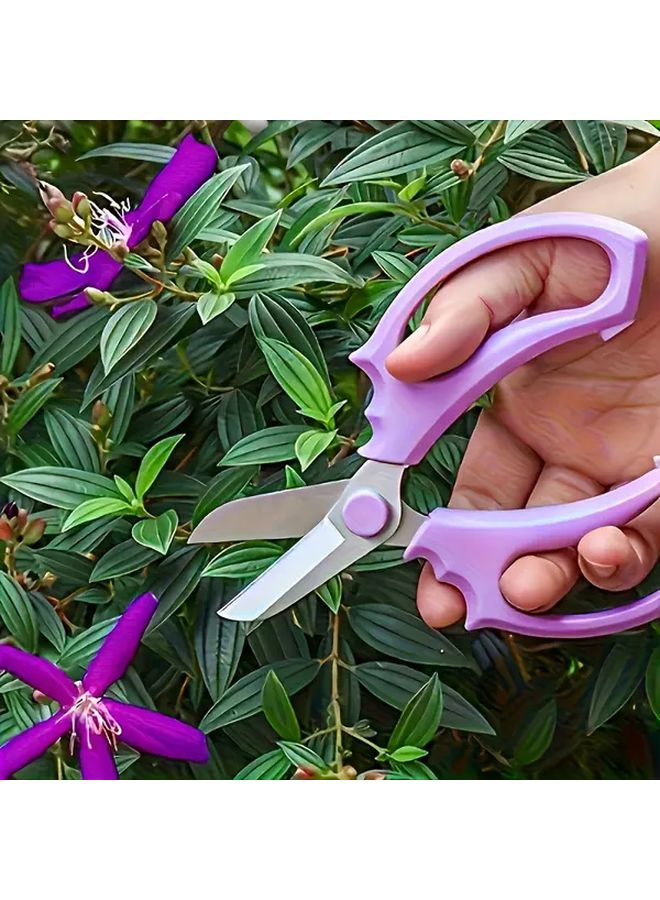 Professional Pruning Shears Purple Dual Hand Grip Stainless Steel Blades For Garden Trimming - Image 5